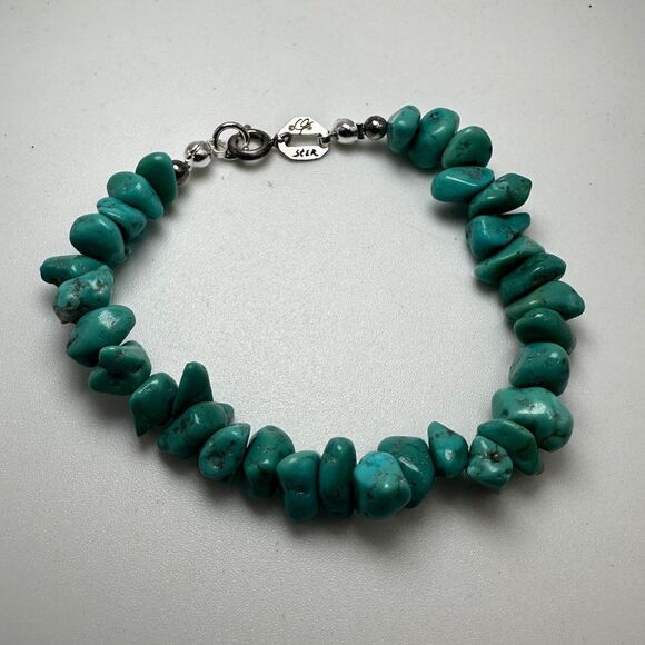 Revived Carolyn Pollack 7.5" turquoise chip bracelet in sterling silver! - Picture 7 of 10